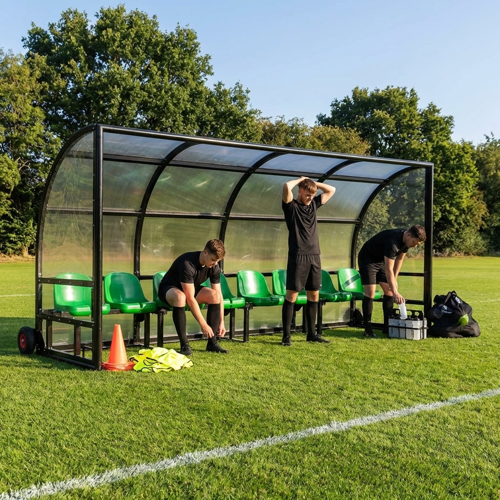 Sports team shelter with aluminium frame and multiple colour options - product detail