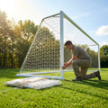 Football goal nets 18.5ft x 6.5ft in white HDPE for clubs - product detail