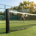 Heavy-duty padel tennis posts in black, ideal for competitive courts