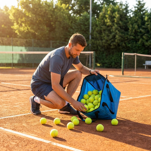 Tennis Ball Basket Bag – Black or Blue – Durable Fabric – Sports Use – 150 Ball Capacity