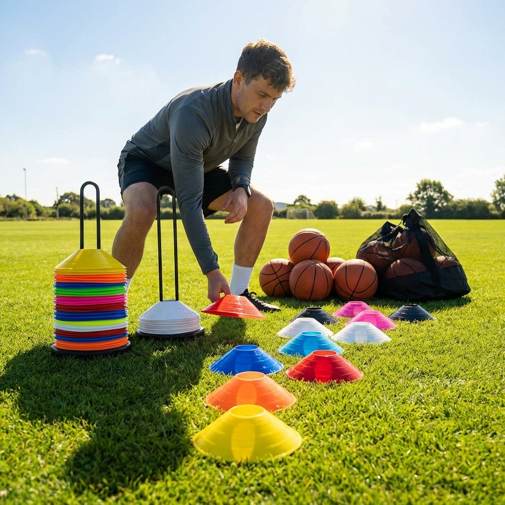 Multi-coloured basketball training marker cones - product detail