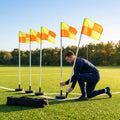 Football corner flag set with PVC poles and rubber bases