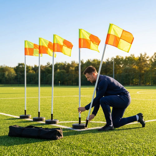 Football Corner Flag Set – 4.5ft – PVC & Rubber – Indoor & Outdoor Use
