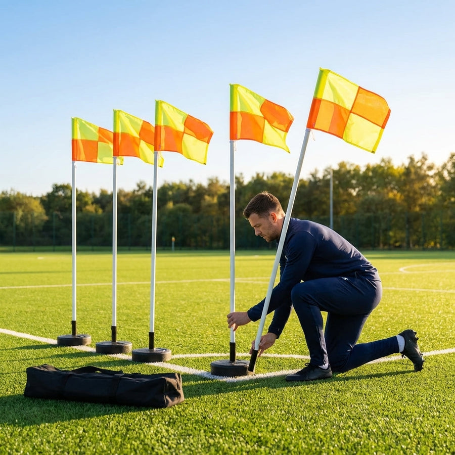 Football Corner Flag Set – 4.5ft – PVC & Rubber – Indoor & Outdoor Use