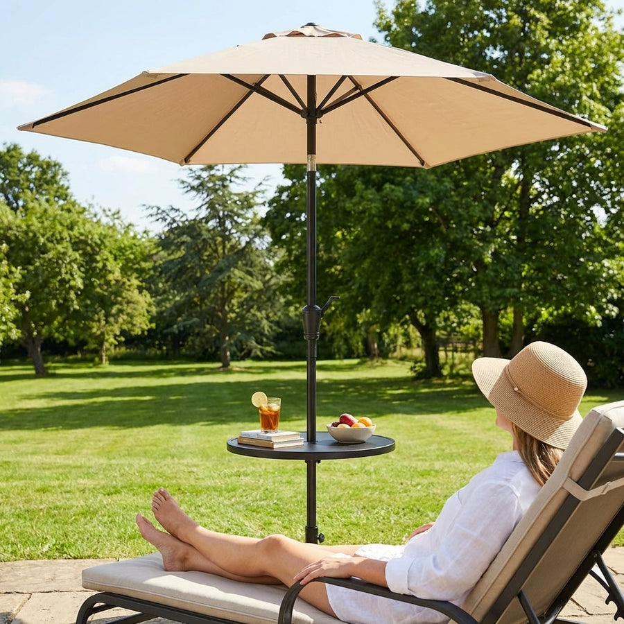Parasol Table – Black – Durable PE – Garden Accessory