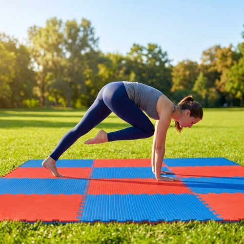 Tatami Foam Mat Jigsaw Tiles – 1m² Red & Blue – EVA & PE Foam – Gym & Dojo Use