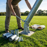 Hinged adapters for rugby posts in galvanised steel - product detail