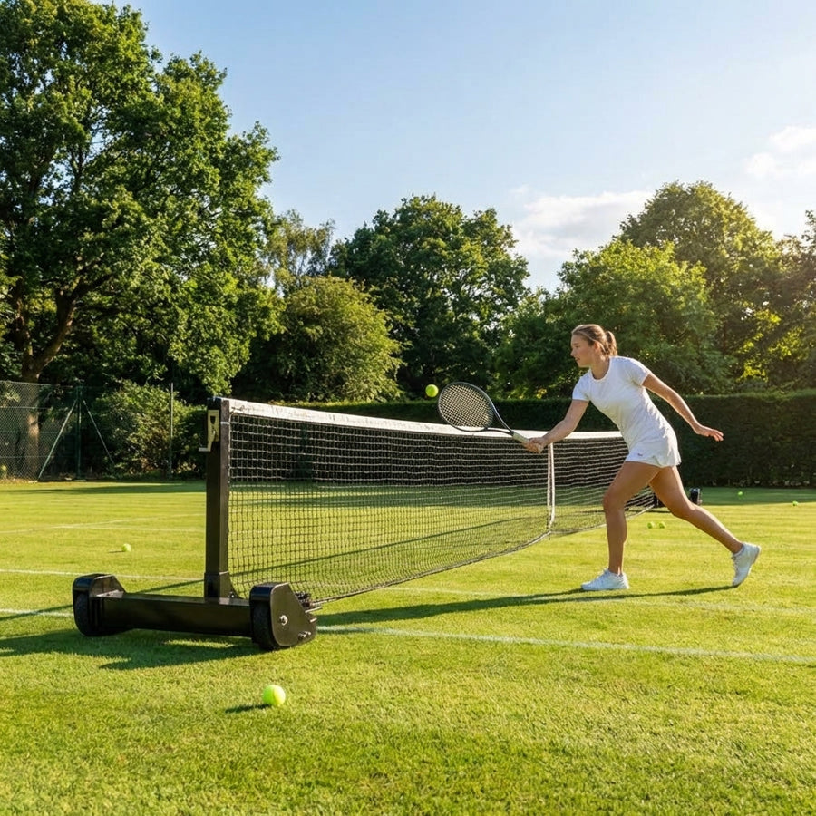 Portable Tennis Net System – Regulation Sizes – Aluminium & Steel – All Court Surfaces