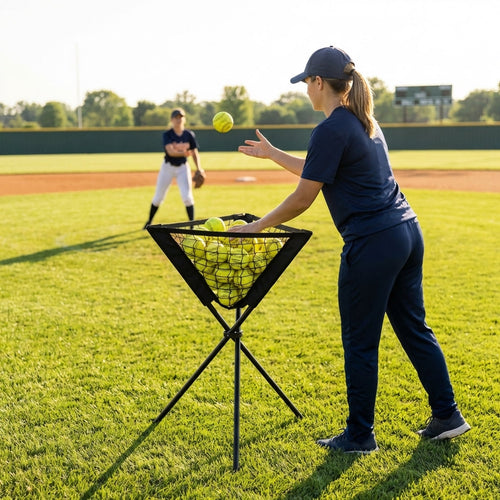 Portable Pop-Up Ball Caddy – Black – 19mm Metal Frame – Sports Training