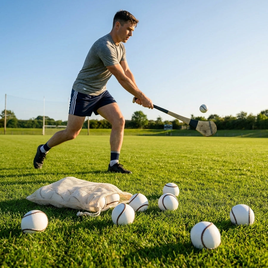 Hurling Match Balls – White/Fluro – Durable PU Core – Competitive Play