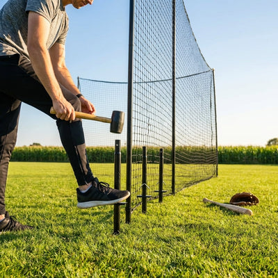Steel Support Poles – 9ft Black – Powder Coated – Baseball Batting Cages