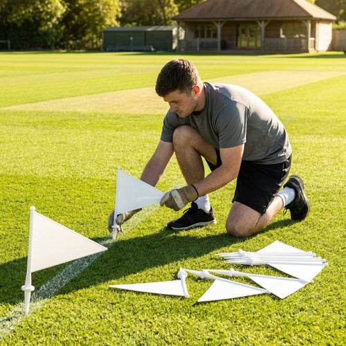 Cricket Boundary Marker Flags – White – Durable Plastic – School & Club Use