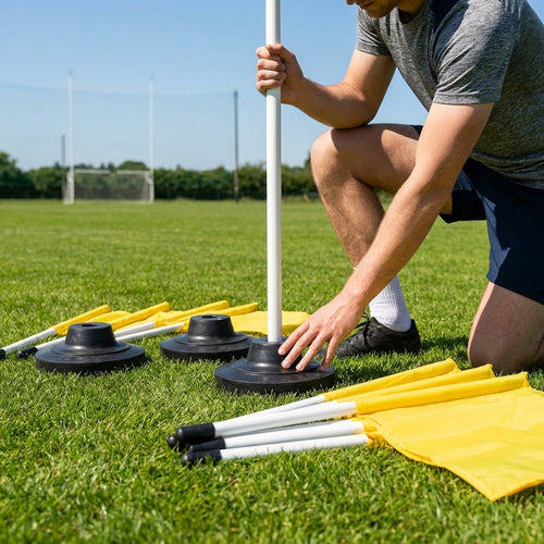 Gaelic Football Corner Flag Set – White – PVC & Rubber – AstroTurf Use