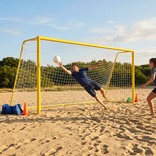 Beach Soccer Goal – 5.5m x 2.2m Yellow – Aluminium, Rust-Resistant – Freestanding for Sand & Turf