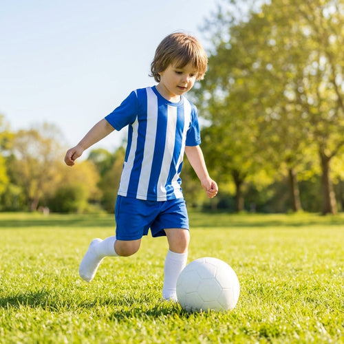Kids Football Shirt – Striped Short Sleeve – Breathable Fabric – Sportswear