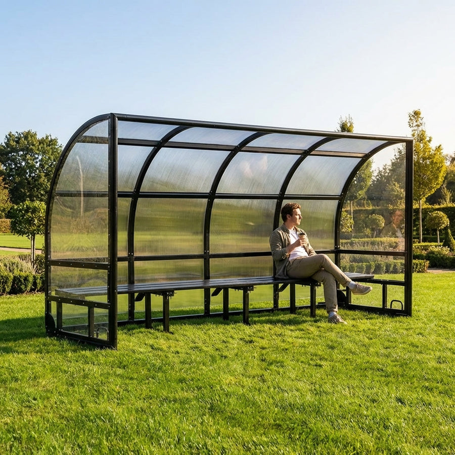 Aluminium Smoking Shelter – Black – Reinforced Aluminium – Outdoor Use