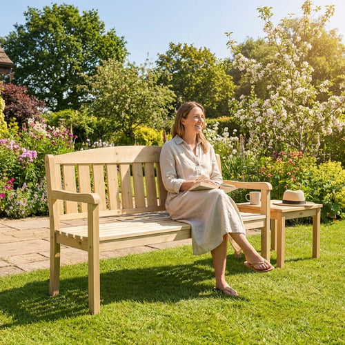 Wooden Garden Bench – Natural Finish – Premium Timber – Outdoor Use