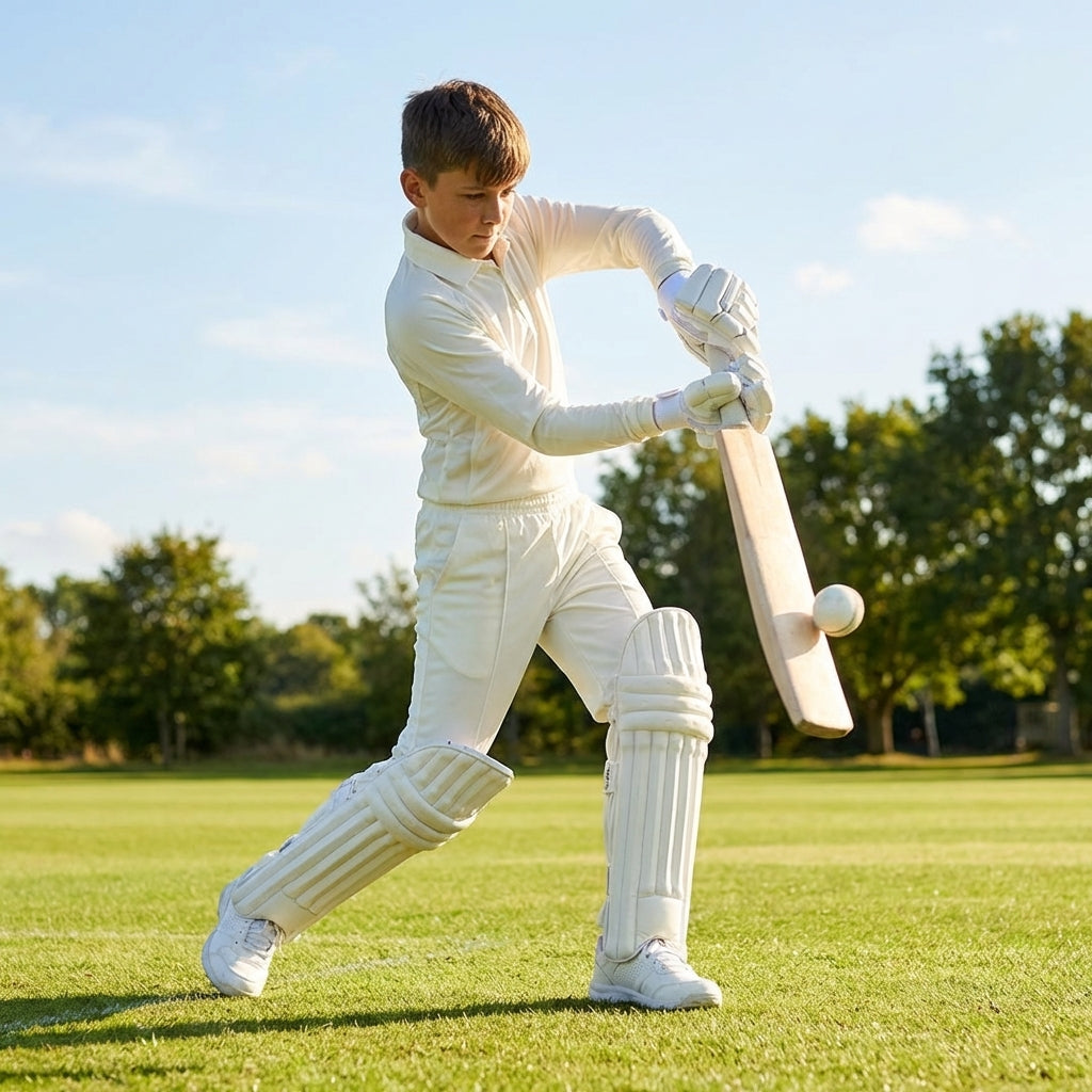 Junior cricket trousers in off-white, perfect for matches and training