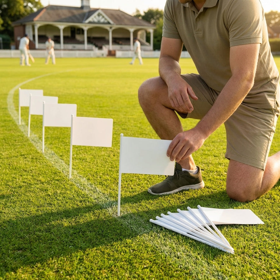 Cricket Boundary Marker Flags – White – Durable Plastic – School & Club Use