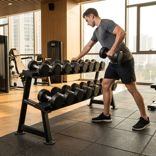 Steel Dumbbell Rack – Black – Heavy Duty 800kg Capacity – Gym & Leisure