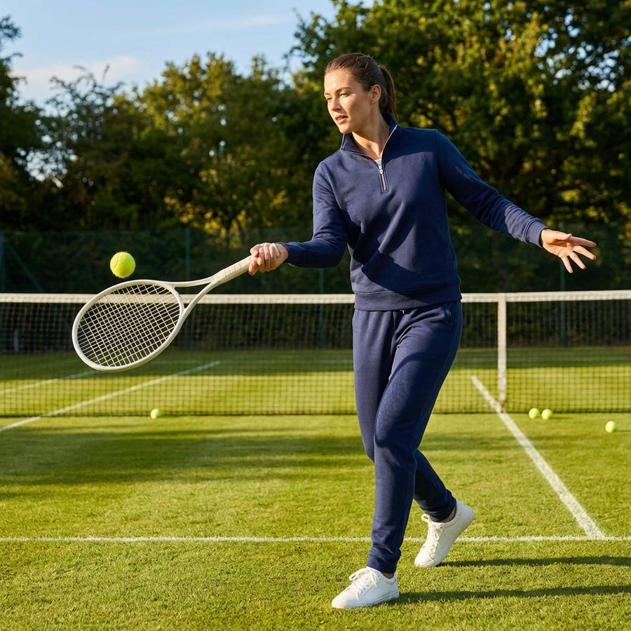 Women's Quarter Zip Tracksuit – 5 Sizes – Lightweight Polyester – Athletic Wear