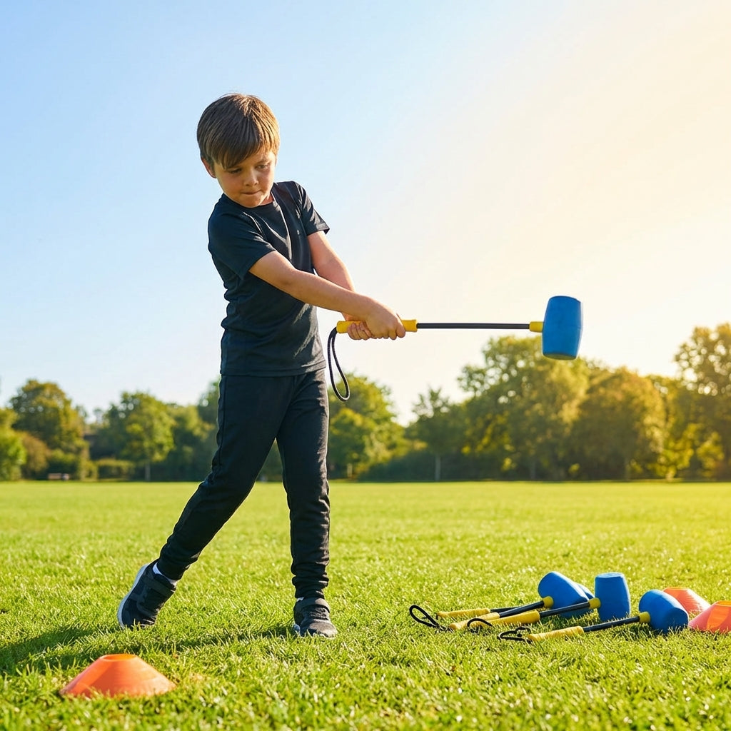 Set of multicoloured junior hammers for youth sports training - product detail