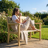 Wooden garden bench with natural finish, ideal for outdoor seating - product detail