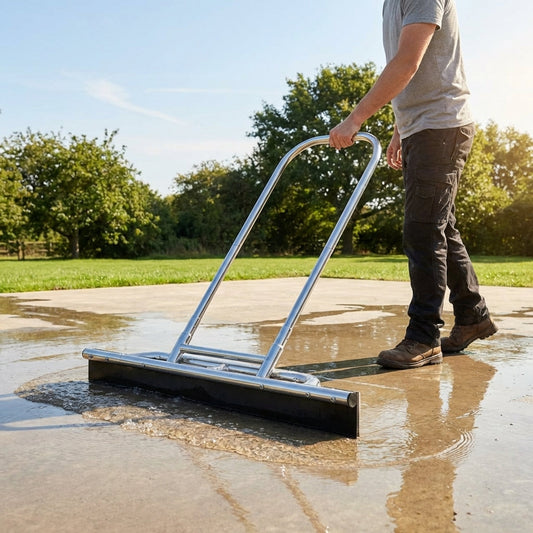 Industrial floor squeegee with blue PVA roller and aluminium handle - product detail