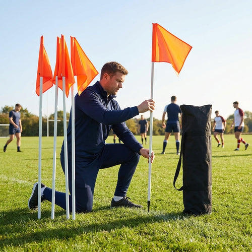 Rugby Corner Flag Set – Fluorescent – Durable PVC – Pitch Marking