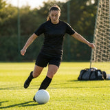 Black football shirt made of lightweight polyester with geometric print - product detail