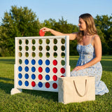 Giant Connect 4 Game in white, made of pine wood, with colourful coins - product detail