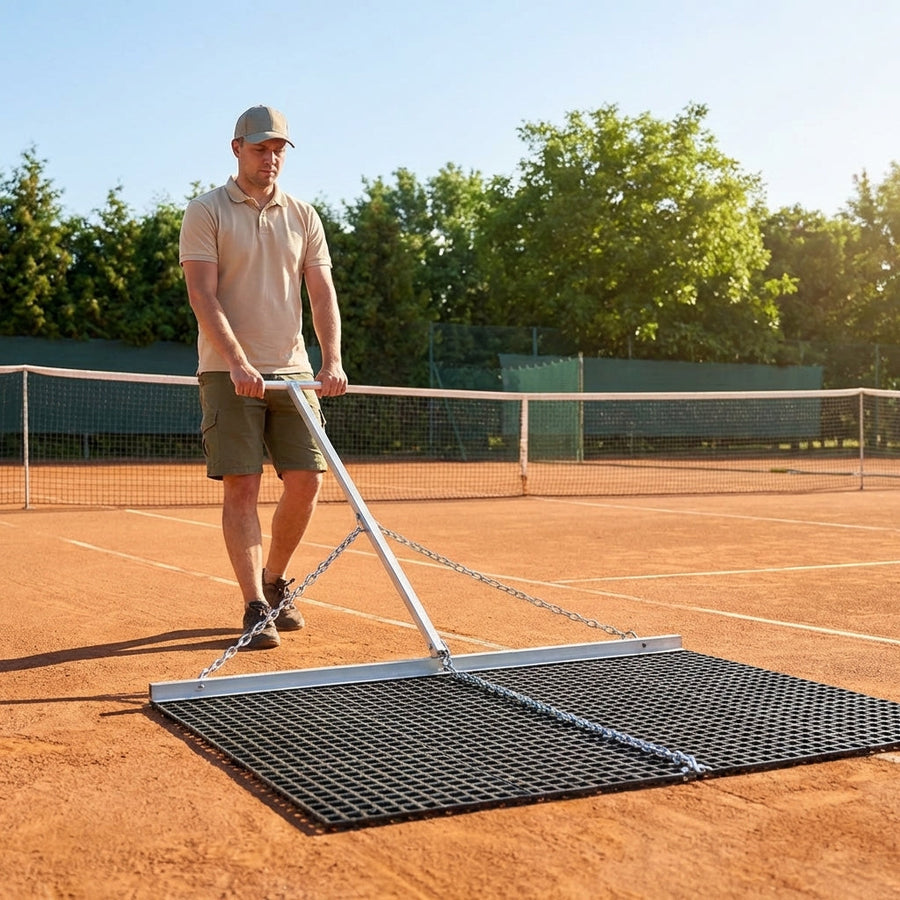 Tennis Court Drag Mat – 6.5ft x 3.8ft – PVC & Aluminium – Clay Courts
