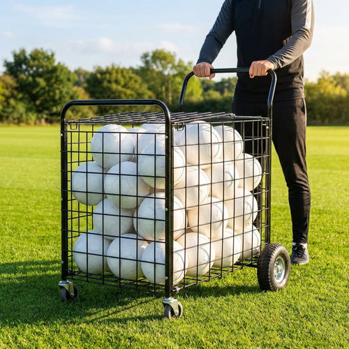 Ball Storage Trolley – Black – Steel Mesh – Sports Equipment