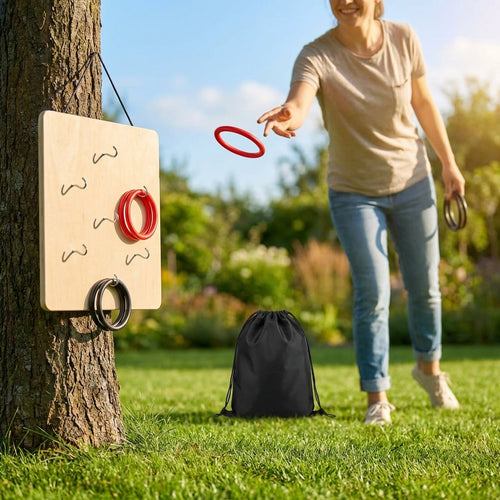 Ring Toss Game – 13in Board – Rubberwood – Indoor & Outdoor Fun