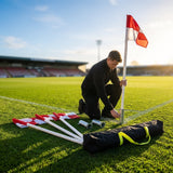 Football corner poles with fluro yellow/orange flags - product detail