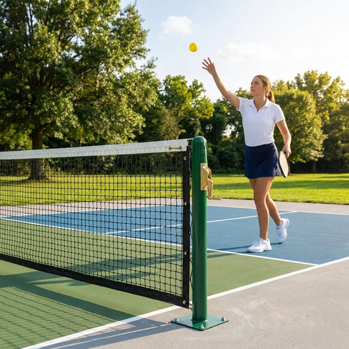 Pickleball Posts with Base Plates – Blue, Black, Green – Galvanised Steel – Club & Sports Centre Use