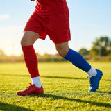 Pre-cut football socks in various sizes and colours for enhanced comfort