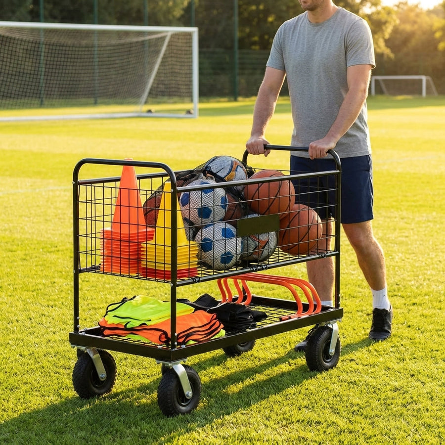 Sports Equipment Storage Trolley – Steel – Dual-Tier – School & Sports Centre Use