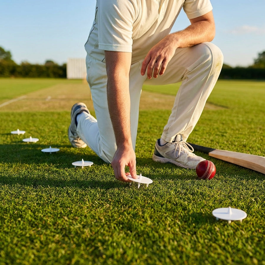 Bowler Run-Up Marking Discs – White – Durable Plastic – Cricket Field