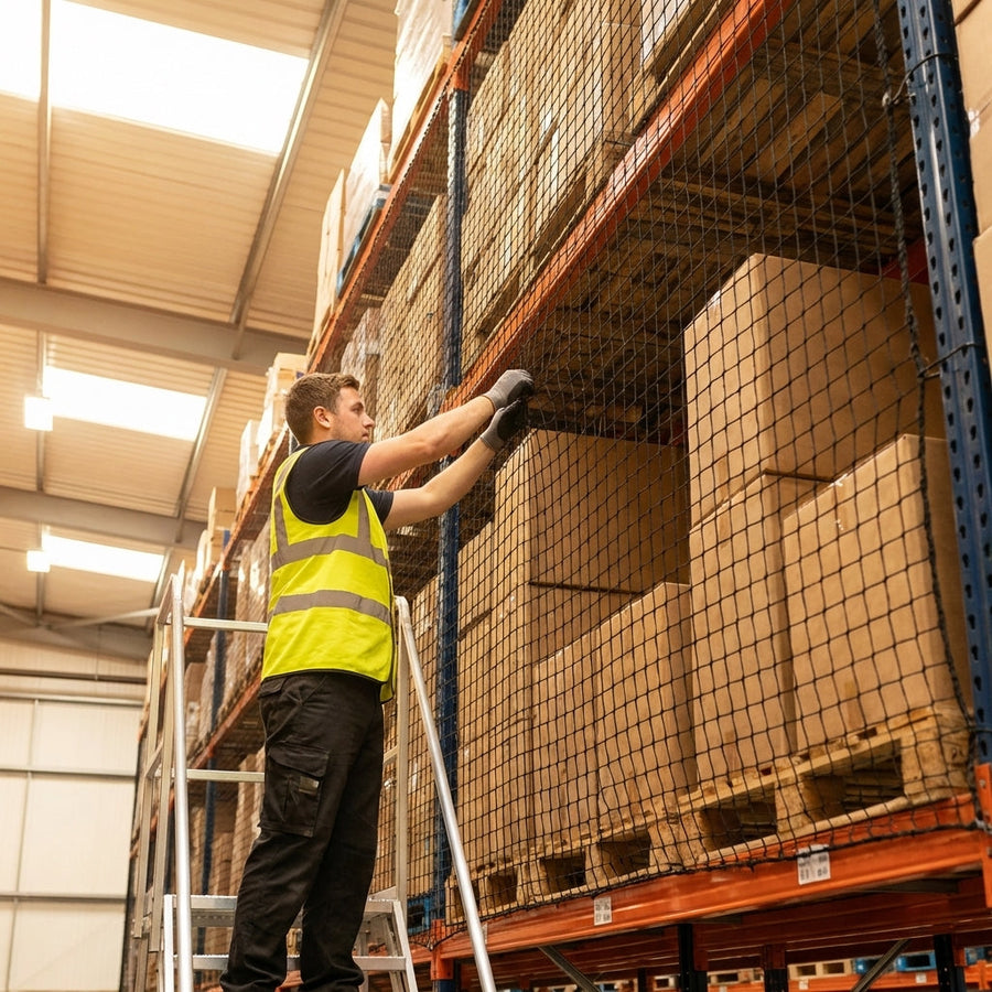 Rack Netting – Custom Size – 2mm HDPP Twine – Warehouse Safety