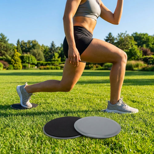 Fitness Gliders – Black & Blue – Dual-Sided ABS & EVA – Home & Gym Use