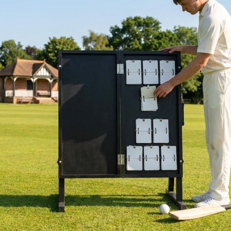 Portable Cricket Scoreboard – Black – Treated Wood – Cricket Grounds