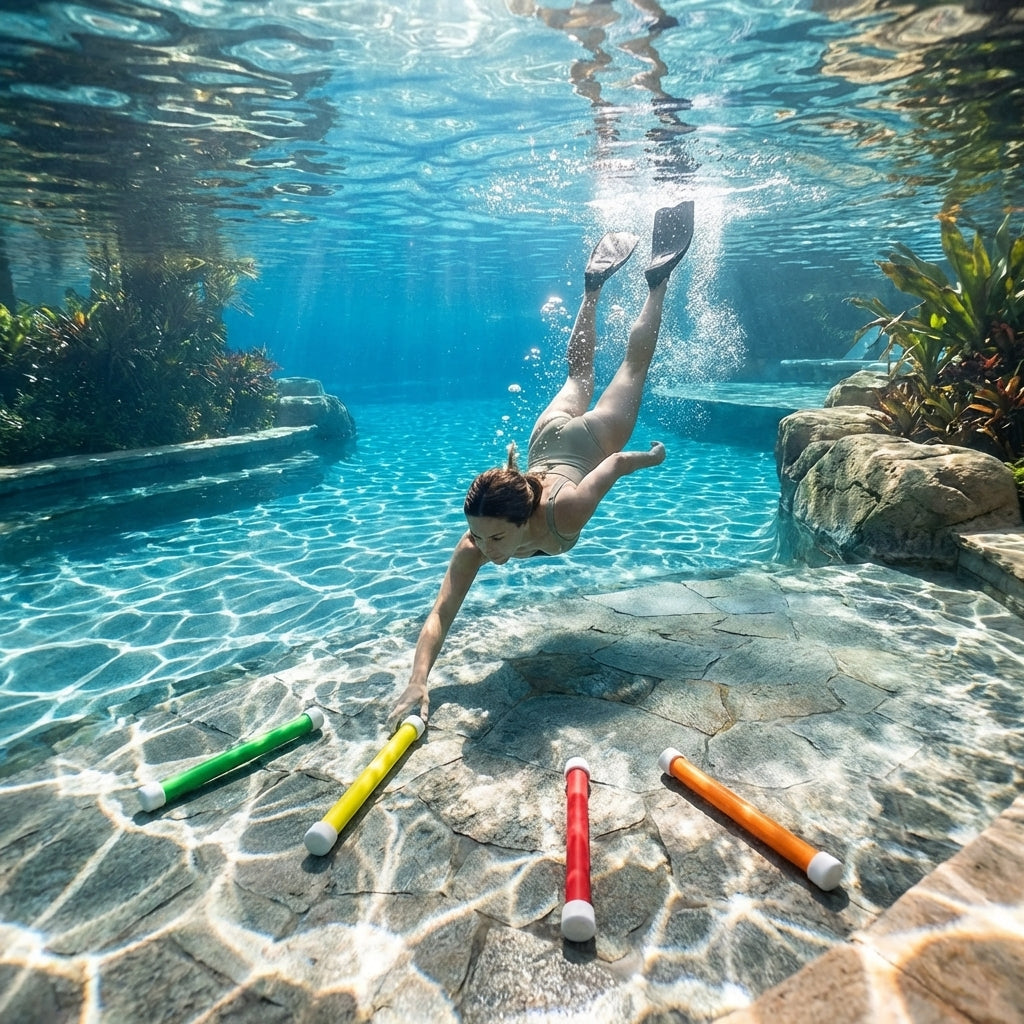 Vibrant multicolour swimming diving sticks made from PVC