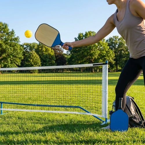 Pickleball Set – Blue/Black – Premium Cottonwood – Indoor/Outdoor Use