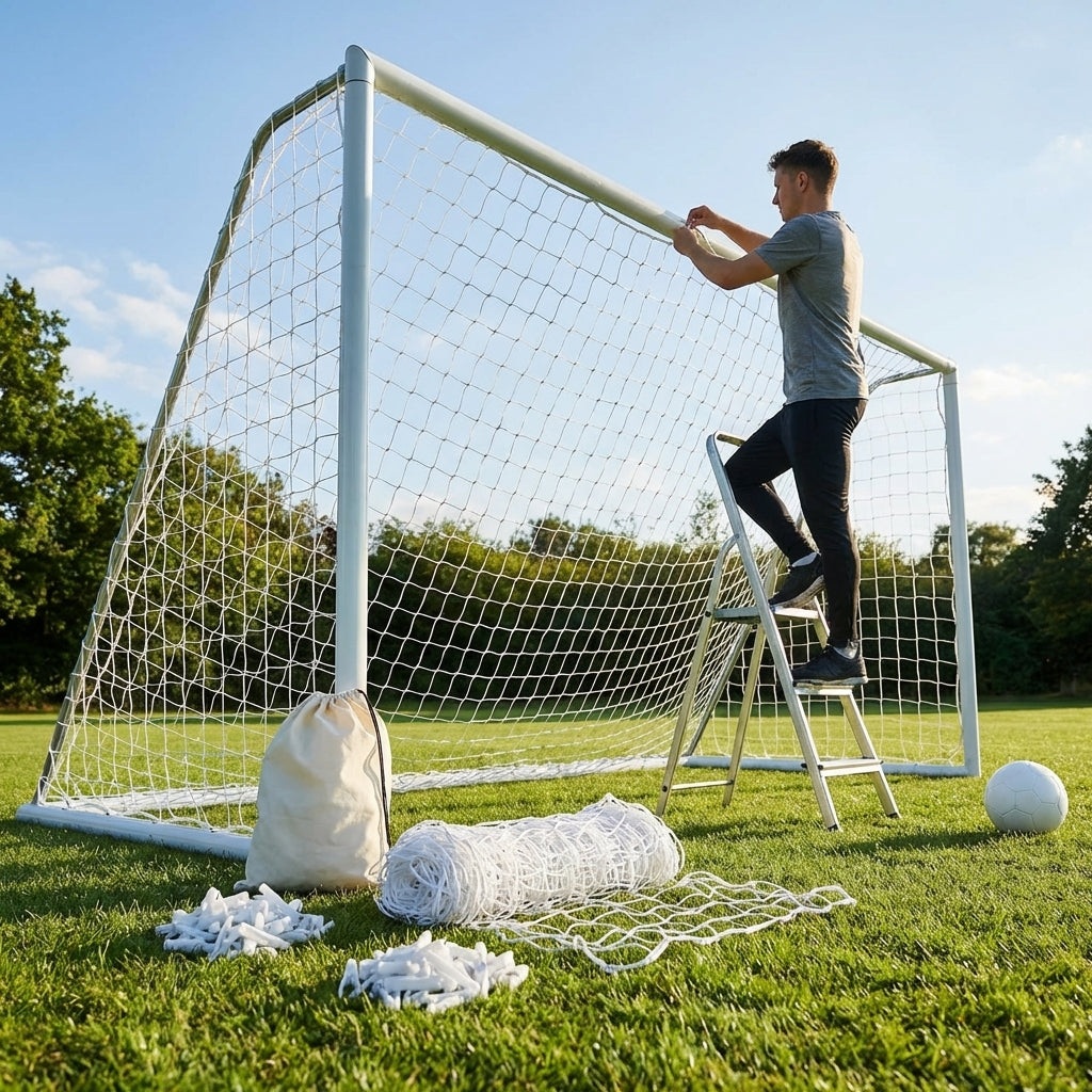 Replacement goal net for 8x6ft football goals in white HDPE - product detail