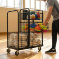 Sports Equipment Storage Trolley with mesh baskets and wheels
