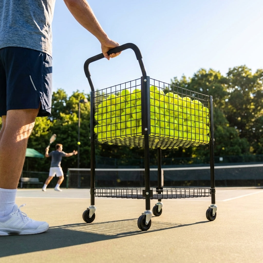 Tennis ball trolley with 325 ball capacity made from aluminium - product detail