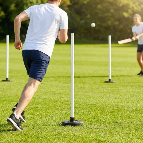 Rounders Base Poles – 1.5m White – PVC & Rubber – Indoor/Outdoor Use