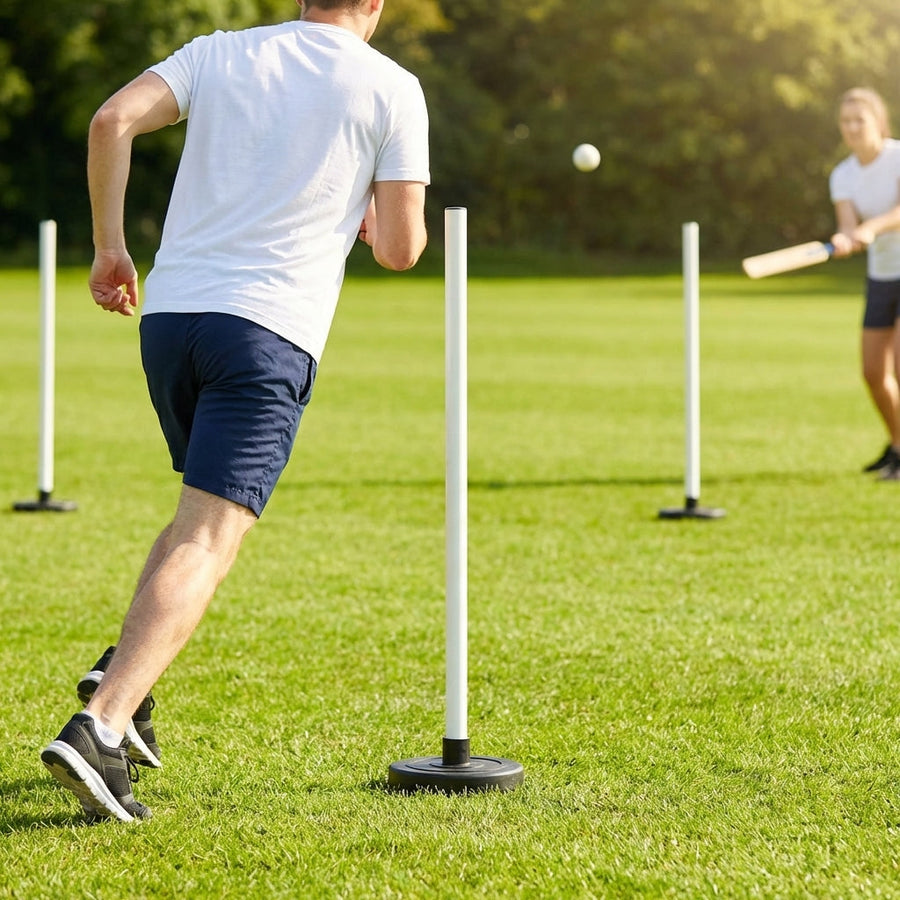 Rounders Base Poles – 1.5m White – PVC & Rubber – Indoor/Outdoor Use