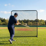 Baseball batter's eye screen providing a clear visual background on a sports field